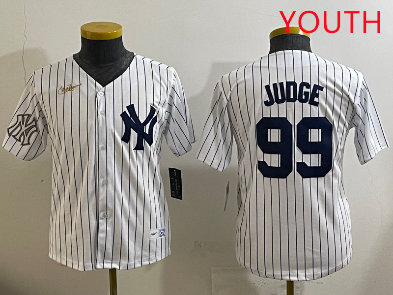 Youth New York Yankees #99 Judge White 2025 Nike MLB jersey style 3